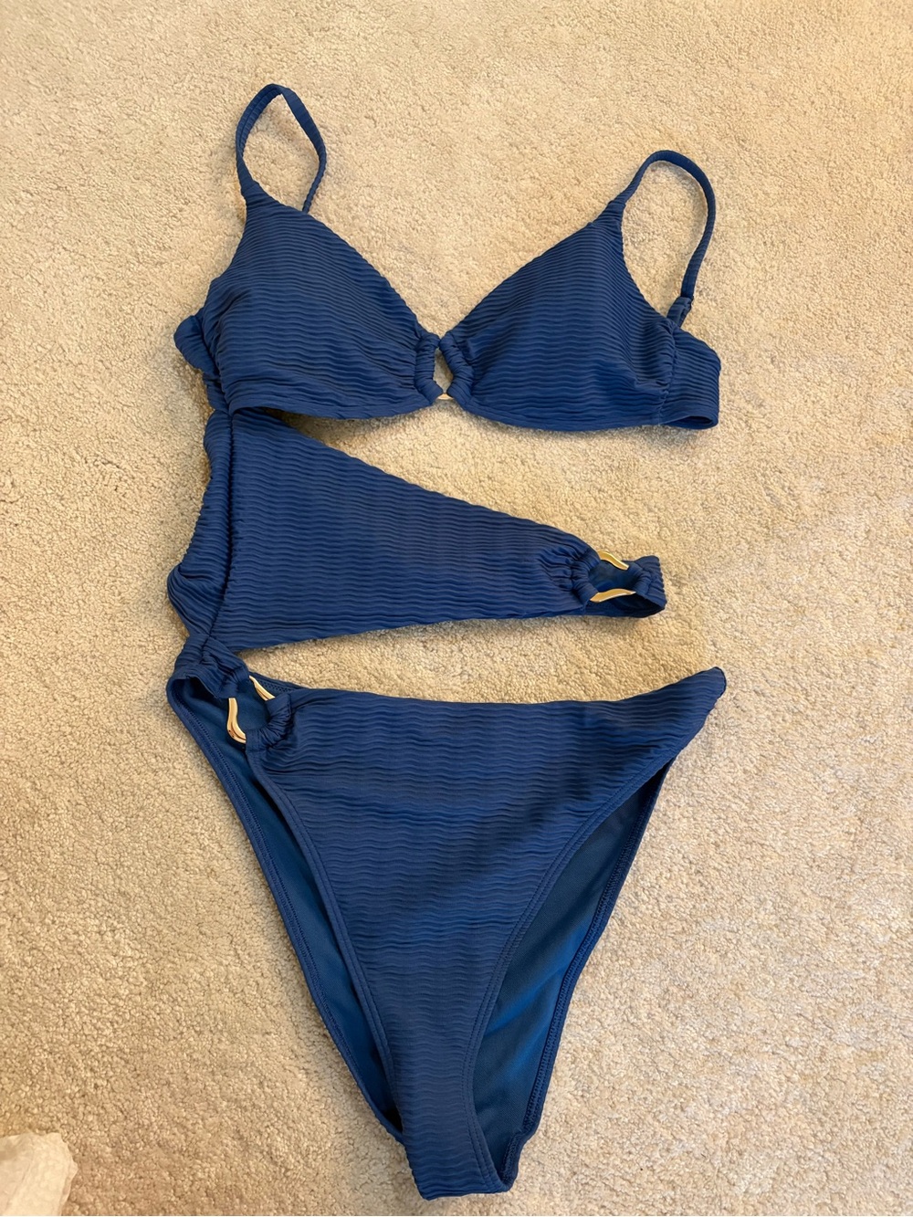 Abercrombie & Fitch Blue Hardware Cut Out One Piece Swimsuit